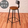 鐵藝吧臺(tái)椅實(shí)木星巴克咖啡廳前臺(tái)椅復(fù)古酒吧椅家用靠背高腳凳椅子